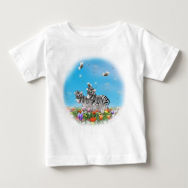 Camiseta Para Bebê Estropo de verão Cacheleira Zebras Flor Glad Water (Frente)