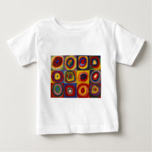 Camiseta Para Bebê Estudo de Cores de Quadrados Círculos