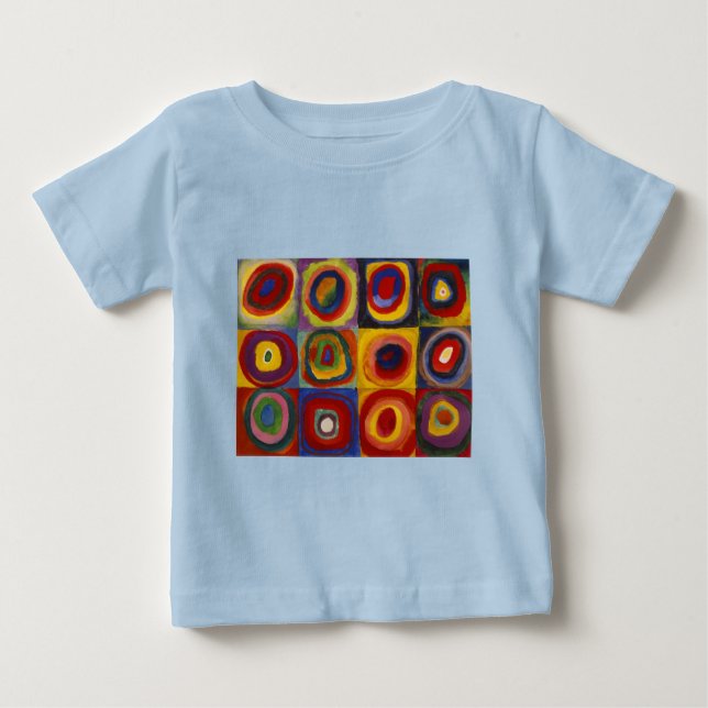 Camiseta Para Bebê Estudo de Cores de Quadrados Círculos (Frente)