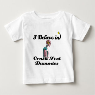 Camiseta Para Bebê eu acredito em bonecos de teste de colisão