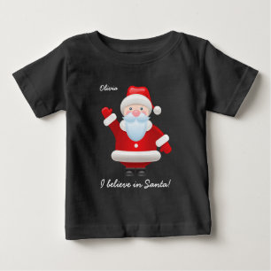 Camiseta Para Bebê Eu acredito em Papais noeis. Natal engraçado para