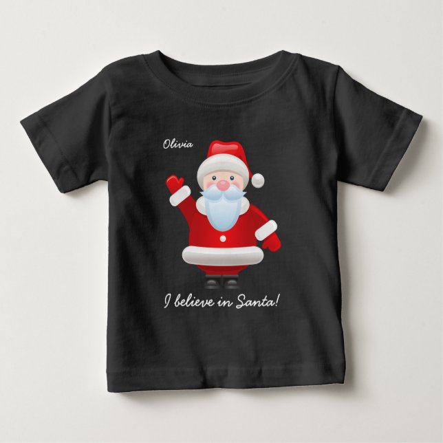 Camiseta Para Bebê Eu acredito em Papais noeis. Natal engraçado para  (Frente)