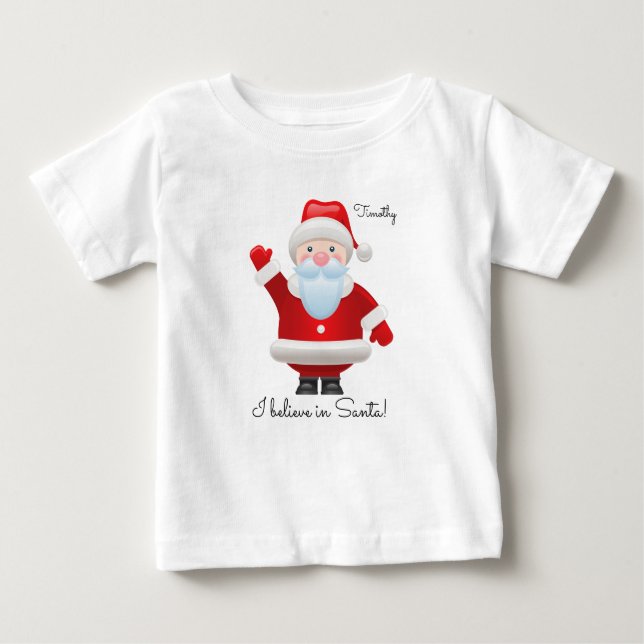 Camiseta Para Bebê Eu acredito em Papais noeis. Natal engraçado para  (Frente)