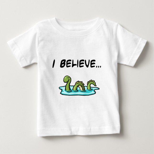 Camiseta Para Bebê Eu acredito no monstro de Loch Ness (Frente)