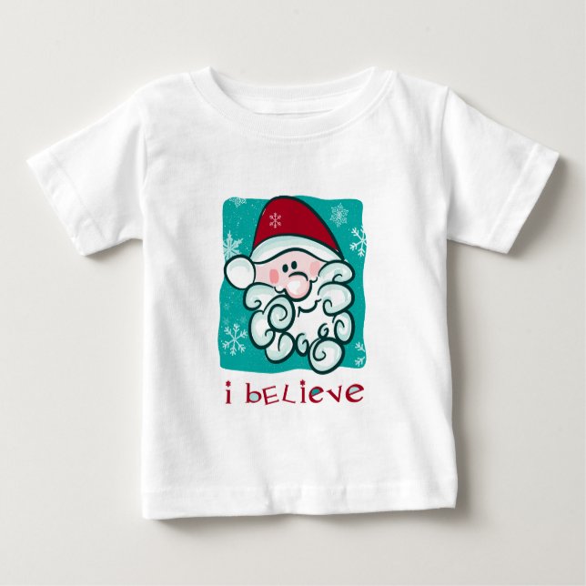 Camiseta Para Bebê Eu acredito no TShirt do Natal do papai noel (Frente)