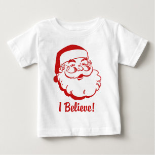 Camiseta Para Bebê Eu acredito Papai Noel