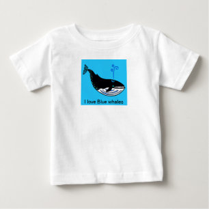 Camiseta Para Bebê Eu adoro BALEIAS AZUIS - Gráfico animal - Azul oce