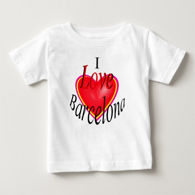 Camiseta Para Bebê Eu Adoro Barcelona! (Frente)