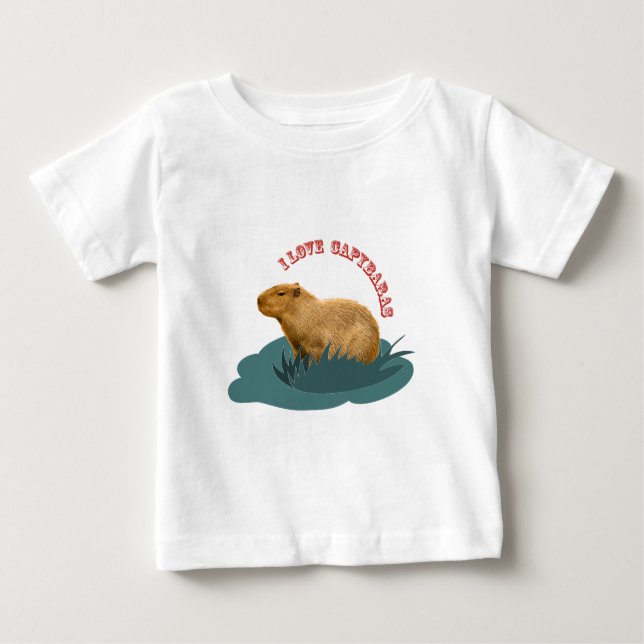 Camiseta Para Bebê Eu adoro criança de Capybaras (Frente)