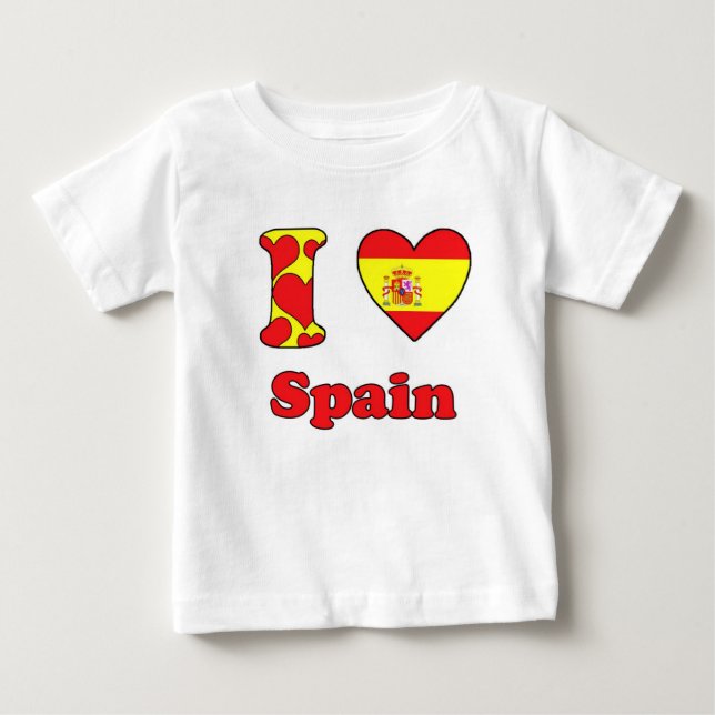 Camiseta Para Bebê Eu adoro Espanha (Frente)