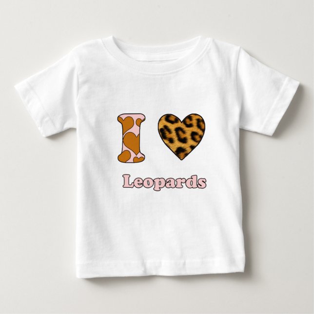 Camiseta Para Bebê Eu adoro leopardos (Frente)