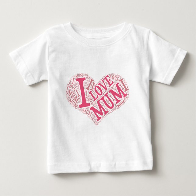 Camiseta Para Bebê Eu adoro Mãe Criança T Shirt Vertical (Frente)