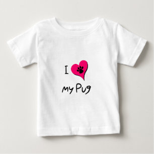 Camiseta Para Bebê Eu adoro minha pata preta impressa no coração cor-