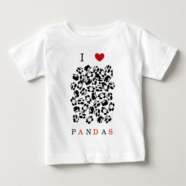 Camiseta Para Bebê Eu adoro pandas (Frente)