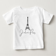 Eu adoro Paris Torre Eiffel Fofo Branco