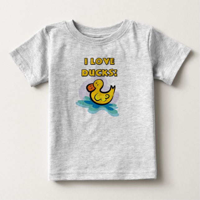 Camiseta Para Bebê Eu Adoro Patos (Frente)