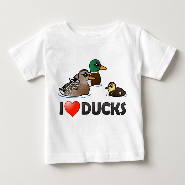 Camiseta Para Bebê Eu Adoro Patos (Frente)