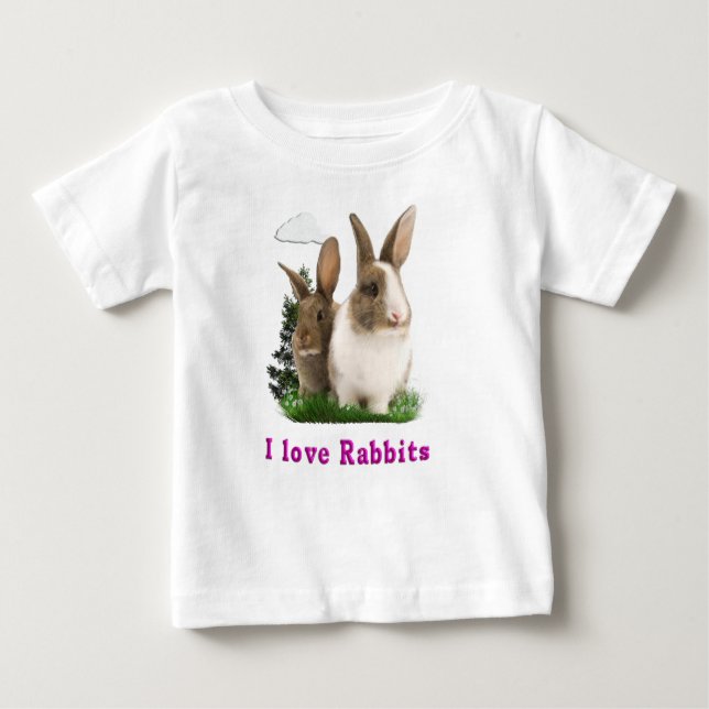 Camiseta Para Bebê Eu adoro Rabbitts (Frente)