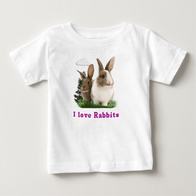 Camiseta Para Bebê Eu adoro Rabbitts (Frente)