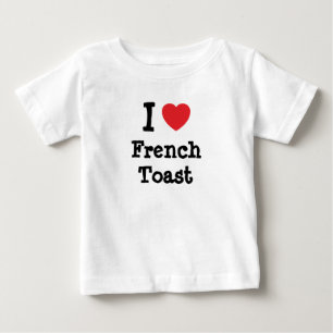 Camiseta Para Bebê Eu adoro T-Shirt de coração de torrada francesa