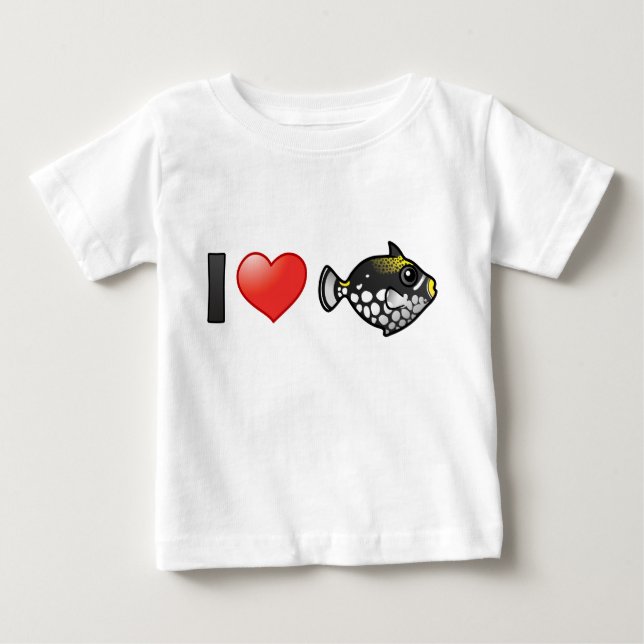 Camiseta Para Bebê Eu Adoro Triggerfish De Palhaço (Frente)