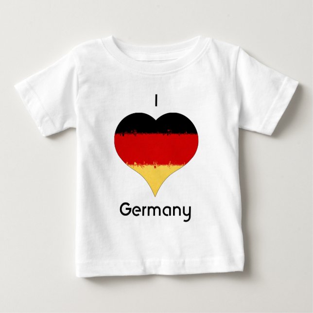 Camiseta Para Bebê Eu Amo a Alemanha Grunge Heart Flag Design (Frente)