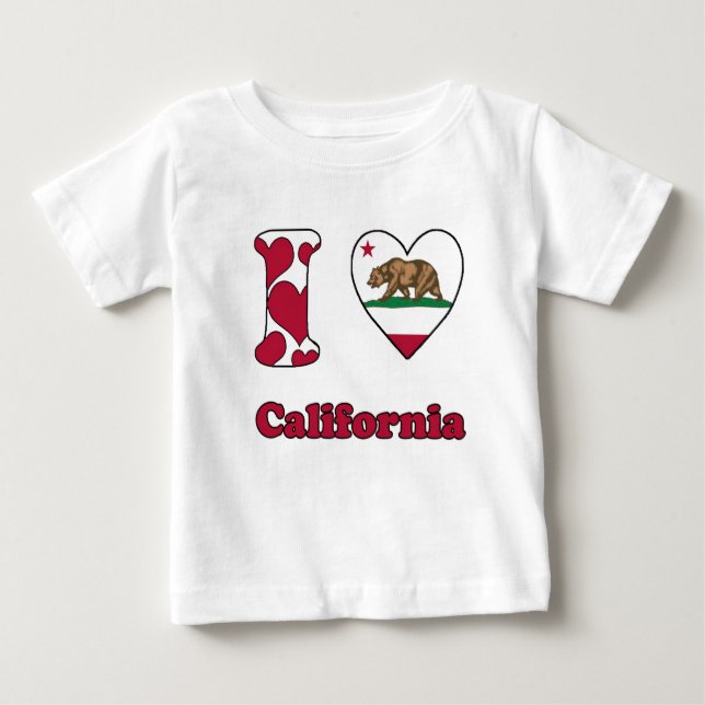 Camiseta Para Bebê Eu amo a Califórnia (Frente)