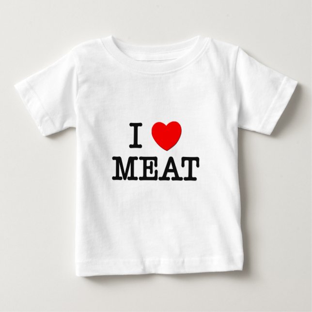 Camiseta Para Bebê Eu amo a CARNE (a comida) (Frente)