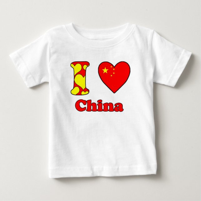 Camiseta Para Bebê Eu amo a China (Frente)