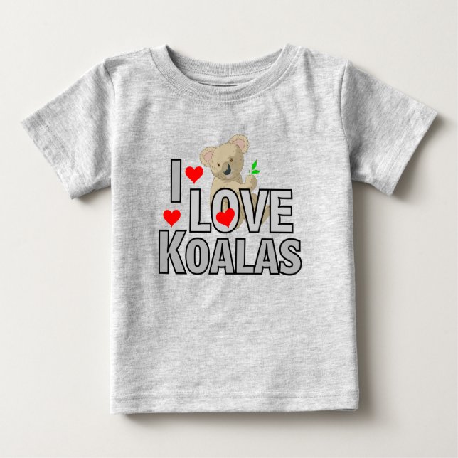 Camiseta Para Bebê Eu amo a criança dos Koalas/T dos miúdos (Frente)