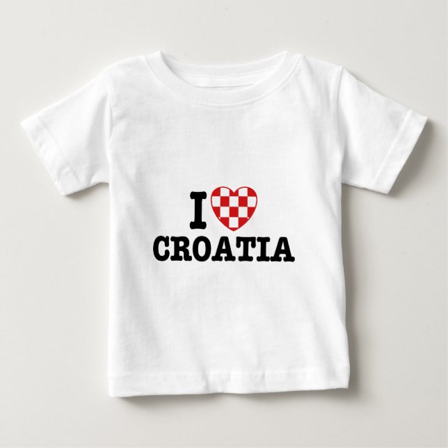 Camiseta Para Bebê Eu amo a Croácia (Frente)