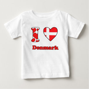 Camiseta Para Bebê Eu amo a Dinamarca