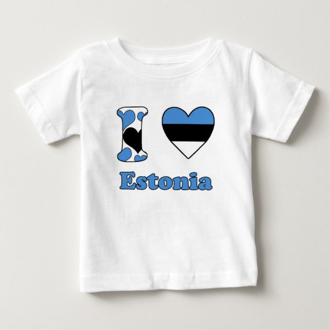 Camiseta Para Bebê Eu amo a Estônia (Frente)