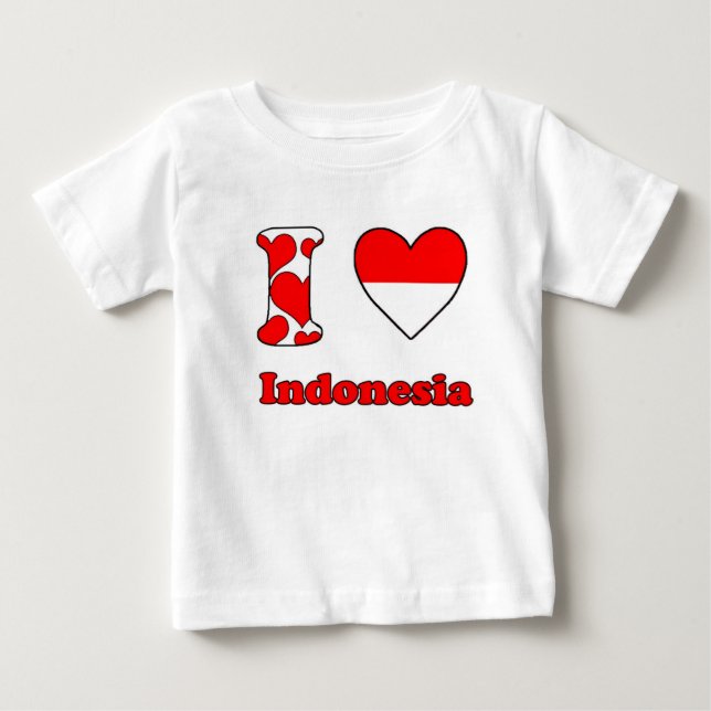 Camiseta Para Bebê Eu amo a Indonésia (Frente)