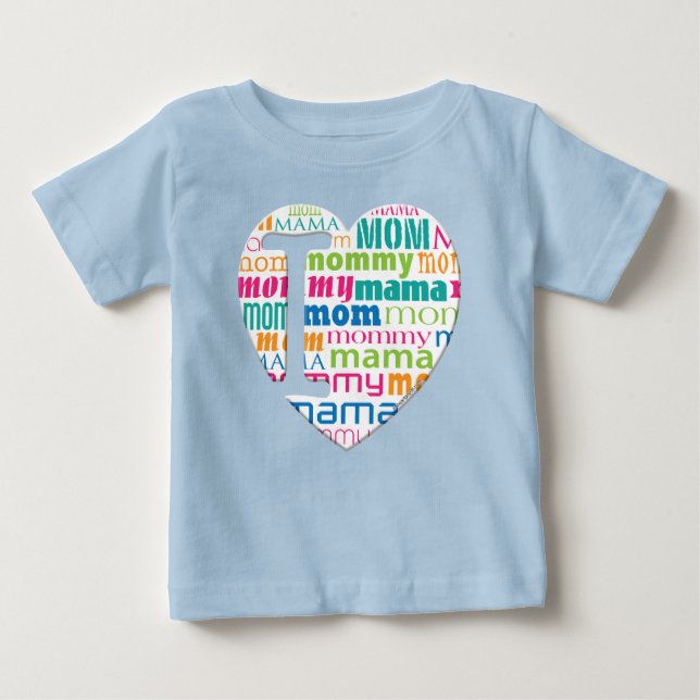 Camiseta Para Bebê Eu amo a mamã, Mama, mamãe - (Frente)