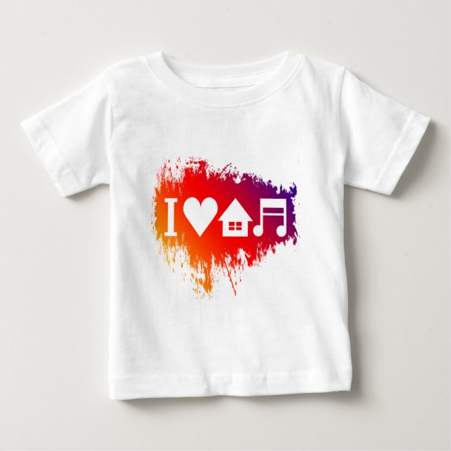 Camiseta Para Bebê Eu amo a música da casa (Frente)