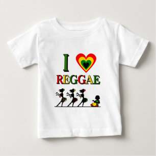 Camiseta Para Bebê Eu amo a reggae