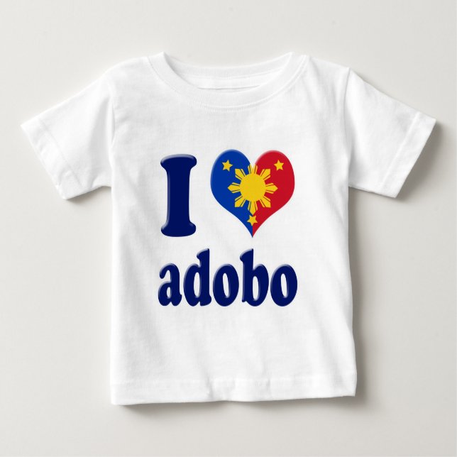 Camiseta Para Bebê Eu amo Adobong Pinoy (Frente)