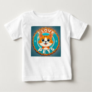 Camiseta Para Bebê Eu amo animais de estimação gato fofo