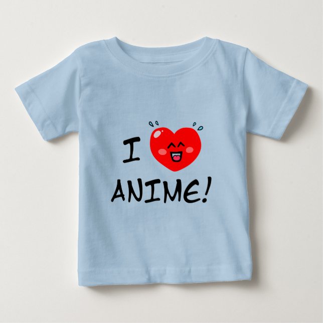 Camiseta Para Bebê Eu Amo Anime (Frente)