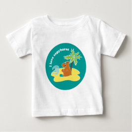 Camiseta Para Bebê Eu Amo Arte de Praia Tropical de Capivaras