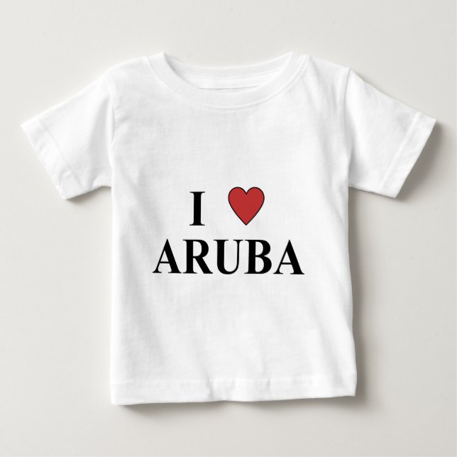 Camiseta Para Bebê Eu Amo Aruba (Frente)
