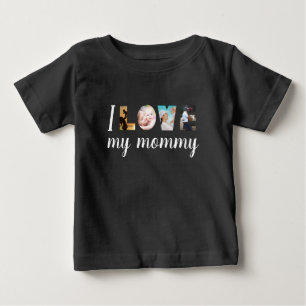Camiseta Para Bebê Eu amo as minhas mamães de fotos personalizadas p