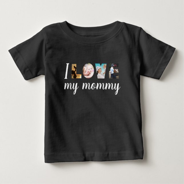 Camiseta Para Bebê Eu amo as minhas mamães de fotos personalizadas pr (Frente)