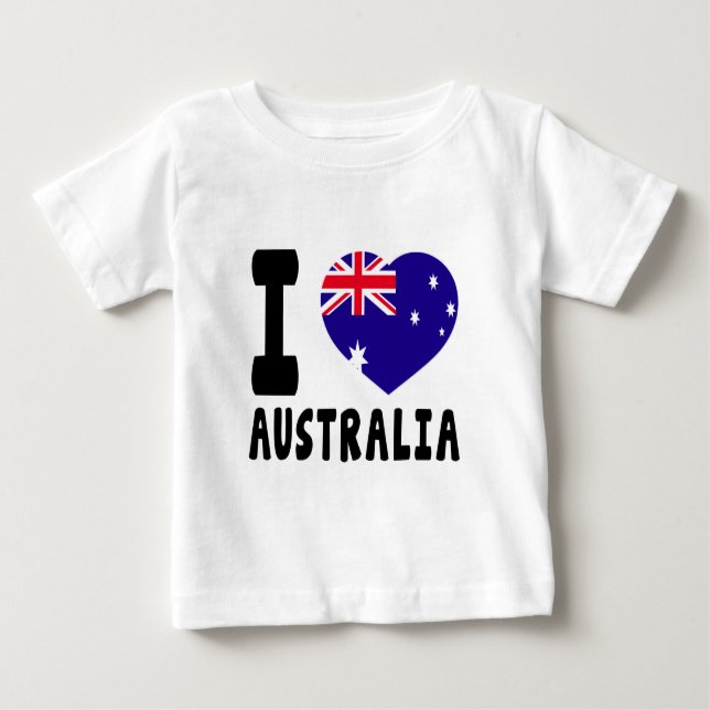 Camiseta Para Bebê Eu amo Austrália (Frente)