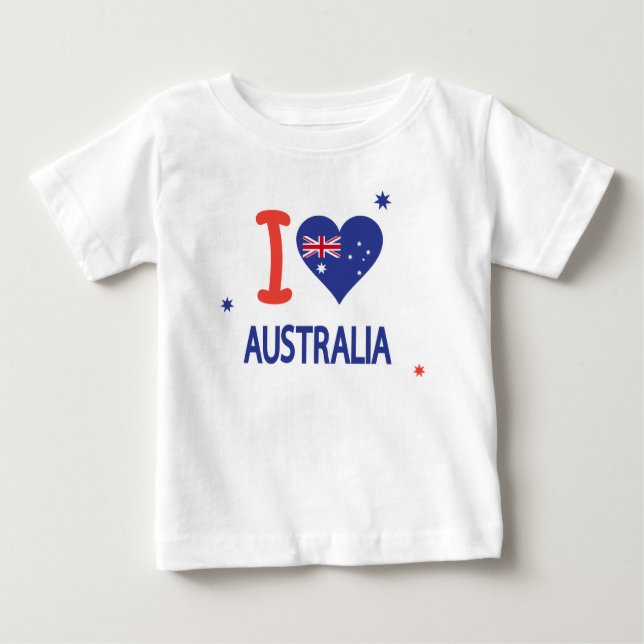 Camiseta Para Bebê EU AMO AUSTRÁLIA Feliz Dia da Austrália 26 de jane (Frente)