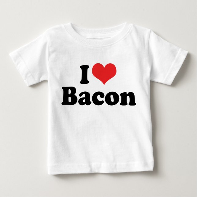 Camiseta Para Bebê Eu Amo Bacon de Coração - Amante de Bacon (Frente)