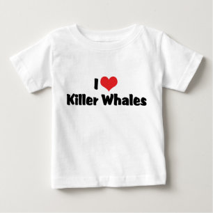 Camiseta Para Bebê Eu Amo Baleias Assassinas Coração