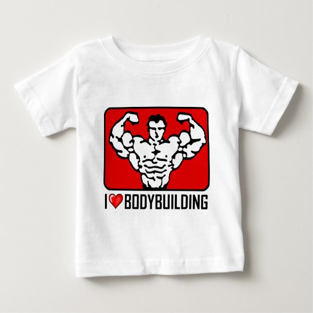 Camiseta Para Bebê Eu amo Bodybuilding (Frente)
