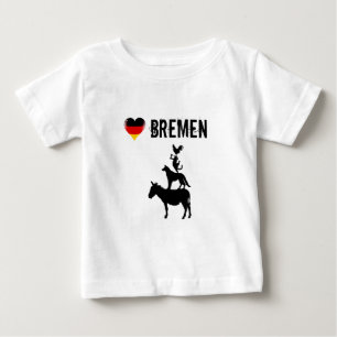 Camiseta Para Bebê Eu amo Bremen com os quatro músicos Baby T-Shirt
